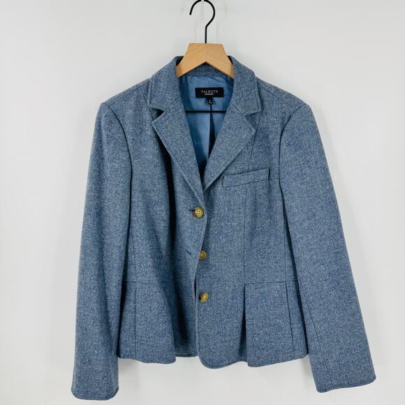 Talbots Jackets & Blazers - Talbots 100% Wool Blazer Women’s 14 Blue Gold Button Lined Classic Career Jacket